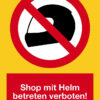 Aufkleber: Shop mit Helm betreten verboten