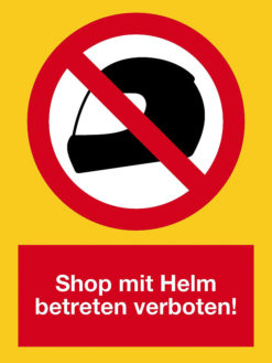 Aufkleber: Shop mit Helm betreten verboten