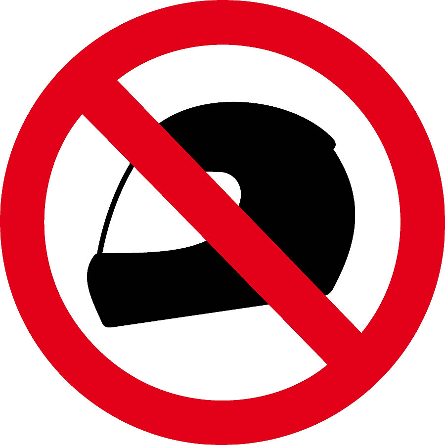 Aufkleber: Shop mit Helm betreten verboten