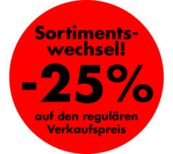 Aufkleber: Sortimentswechsel Abverkauf á 1.000 Stk.